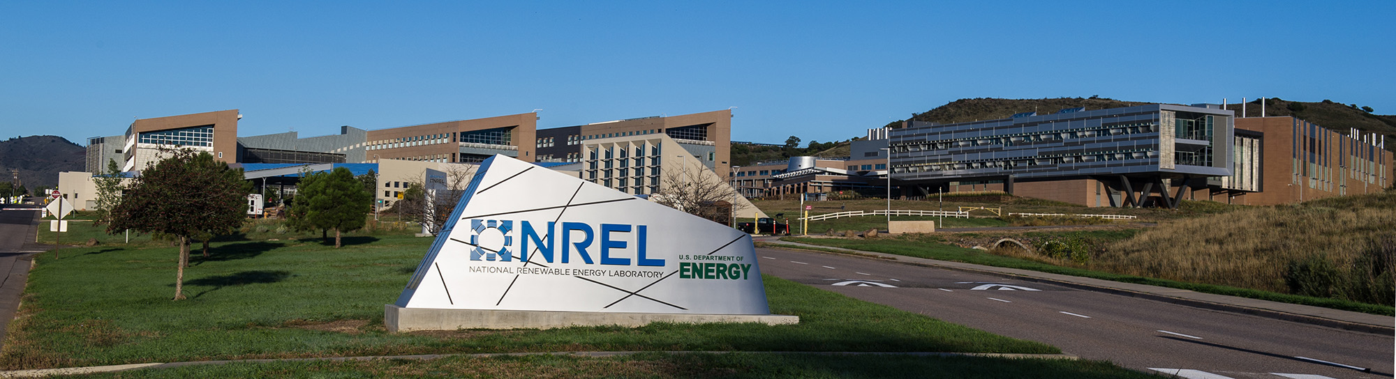 October 3, 2013 - Front entrance sign at NREL's STM campus. (Photo by Dennis Schroeder / NREL)